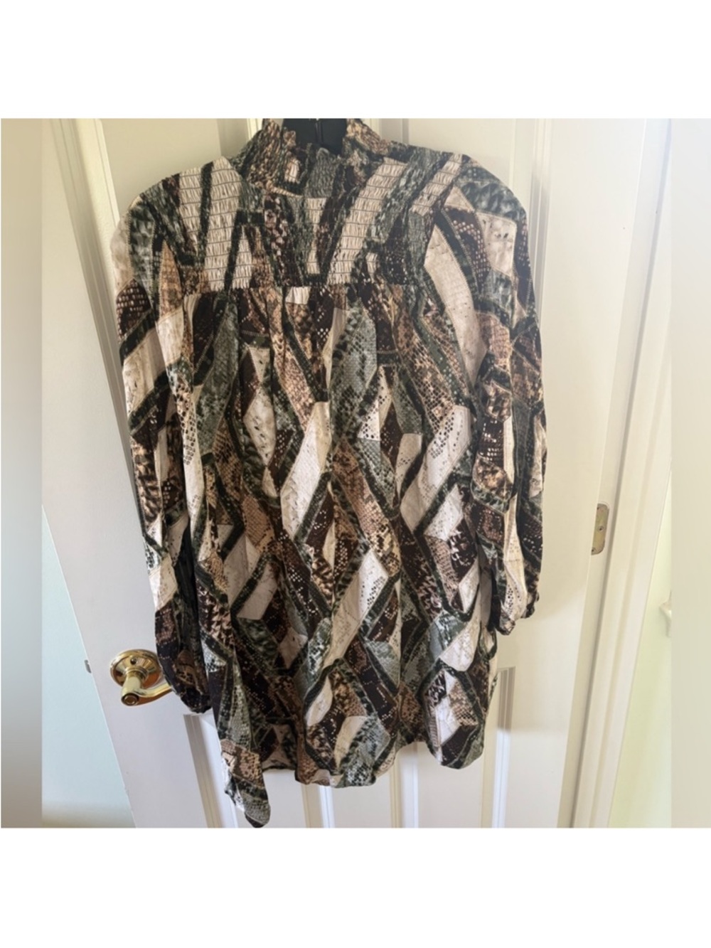 H&M Brown, Black and Cream Snakeskin Print Turtleneck Mini Dress Size 2